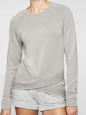 Athleta Serenity Criss Cross Silver Bells Gray Athletic Cozy Sweater
